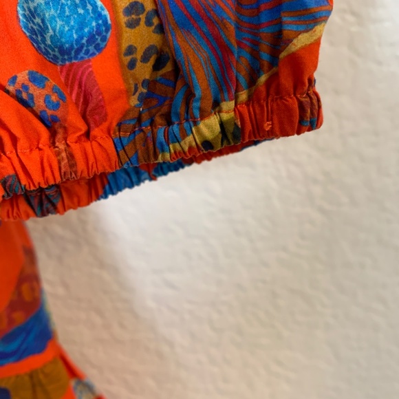 FARM Rio Anthropologie Long-Sleeve Shirt Dress Small Red Mushroom Print Tiered - Picture 13 of 16